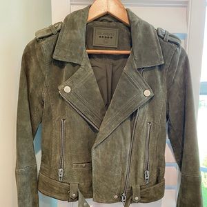 LIKE NEW - BLANK NYC OLIVE GREEN SUEDE MOTO JACKET